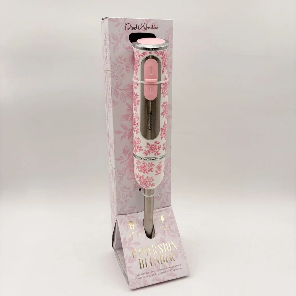 Dwell Studio Immersion Blender 500W 2-Speed‎ Pink Floral Toile Hand Blender